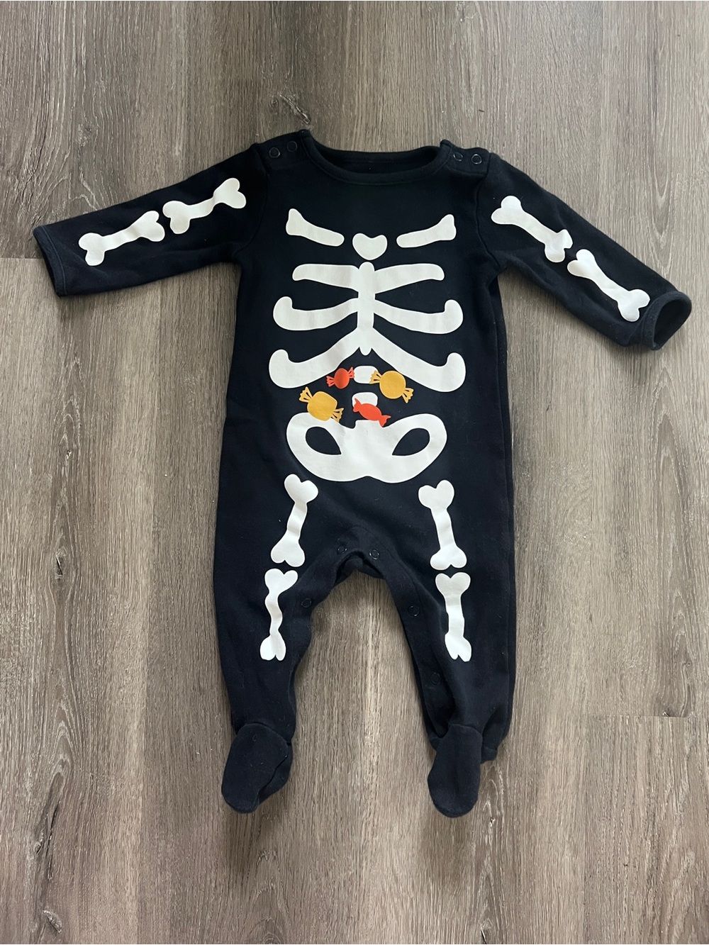 Just One You by Carter's Halloween Xray Skeleton Baby Infant Footie Onesie Candy